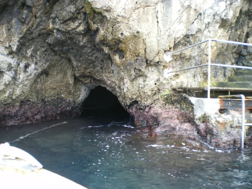 Blue Grotto glowing blue water, Capri