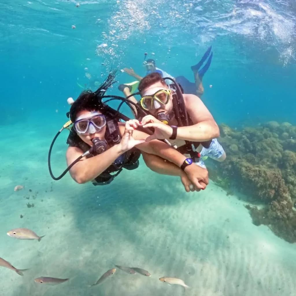 Aerial view of Parrachos de Maracajaú's turquoise waters