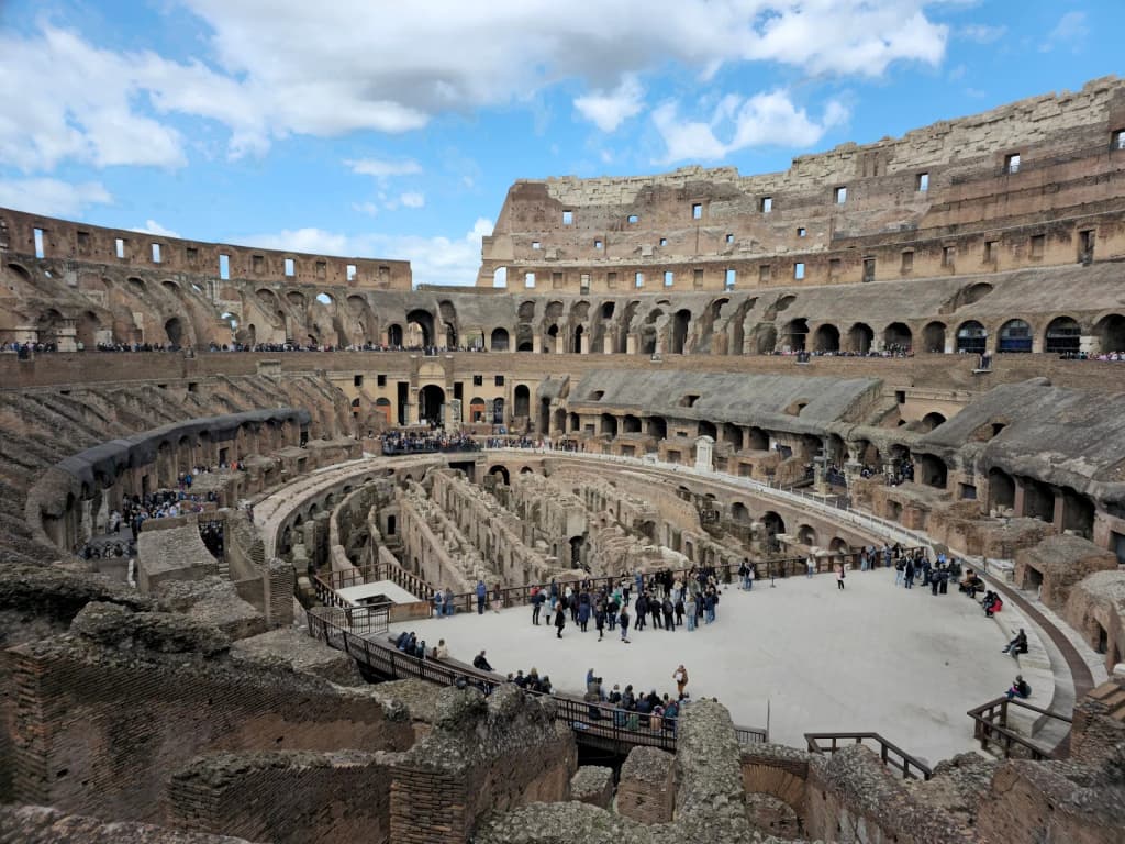 Epic view of the Colosseum in Rome at sunrise