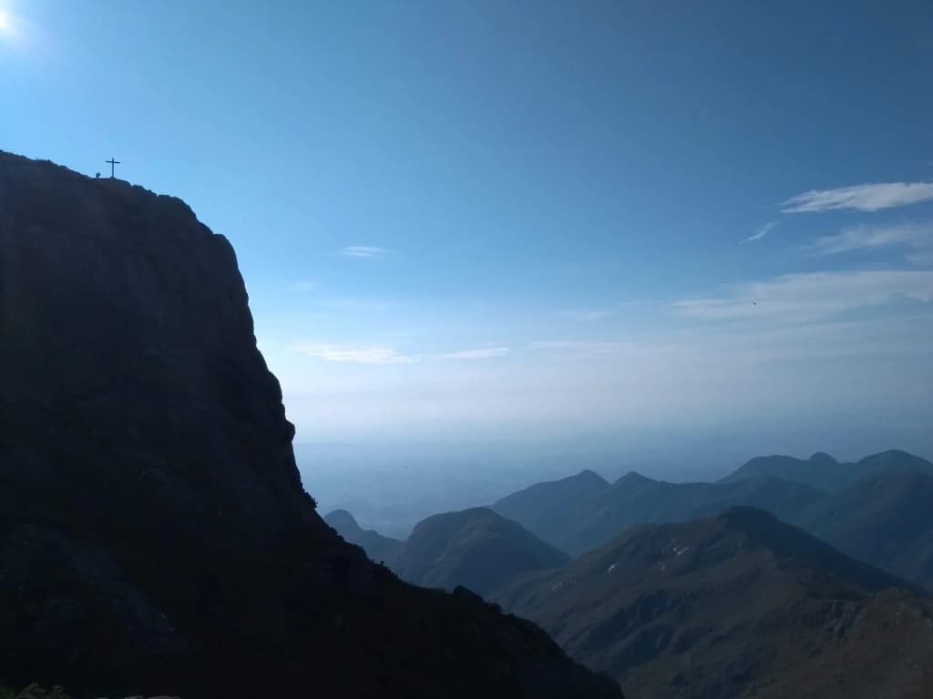 Hikers crossing a misty plateau, Chapada Diamantina