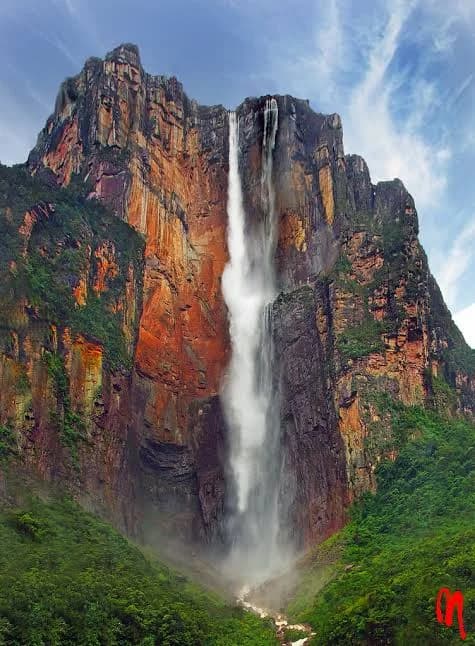 Angel Falls rising above the jungle in Venezuela