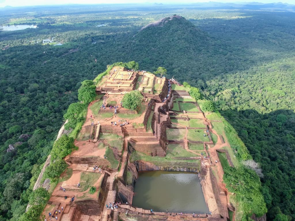 View of Sigiriya from Pidurangala Rock at sunrise