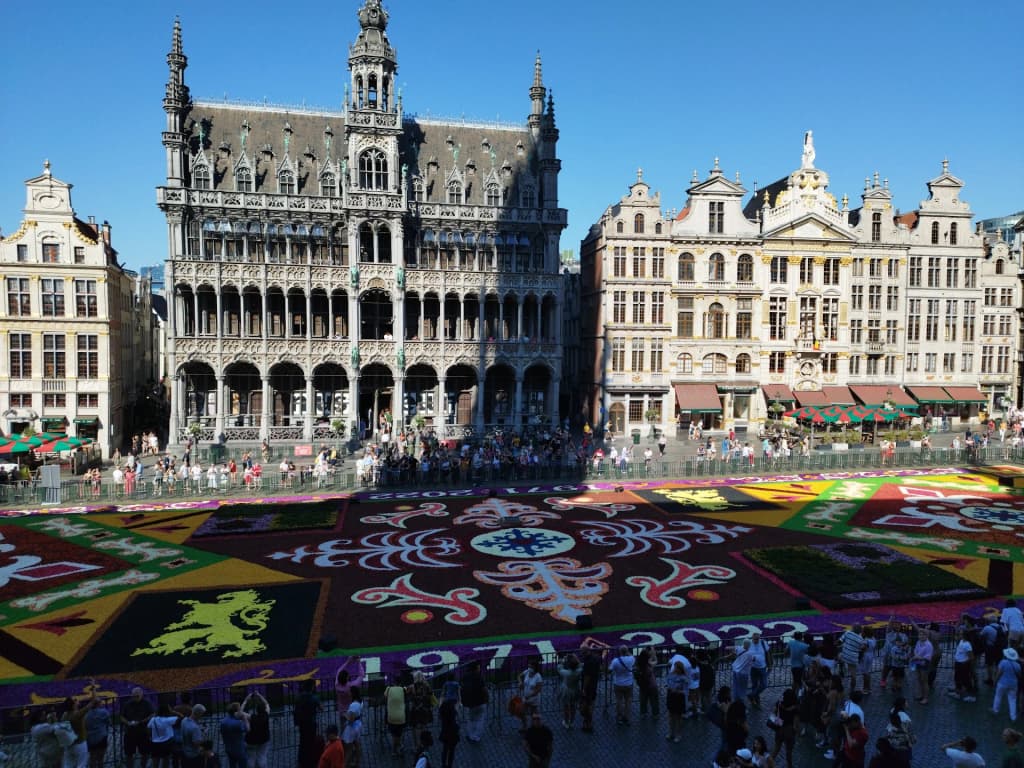 Bruges canals and medieval buildings in winter