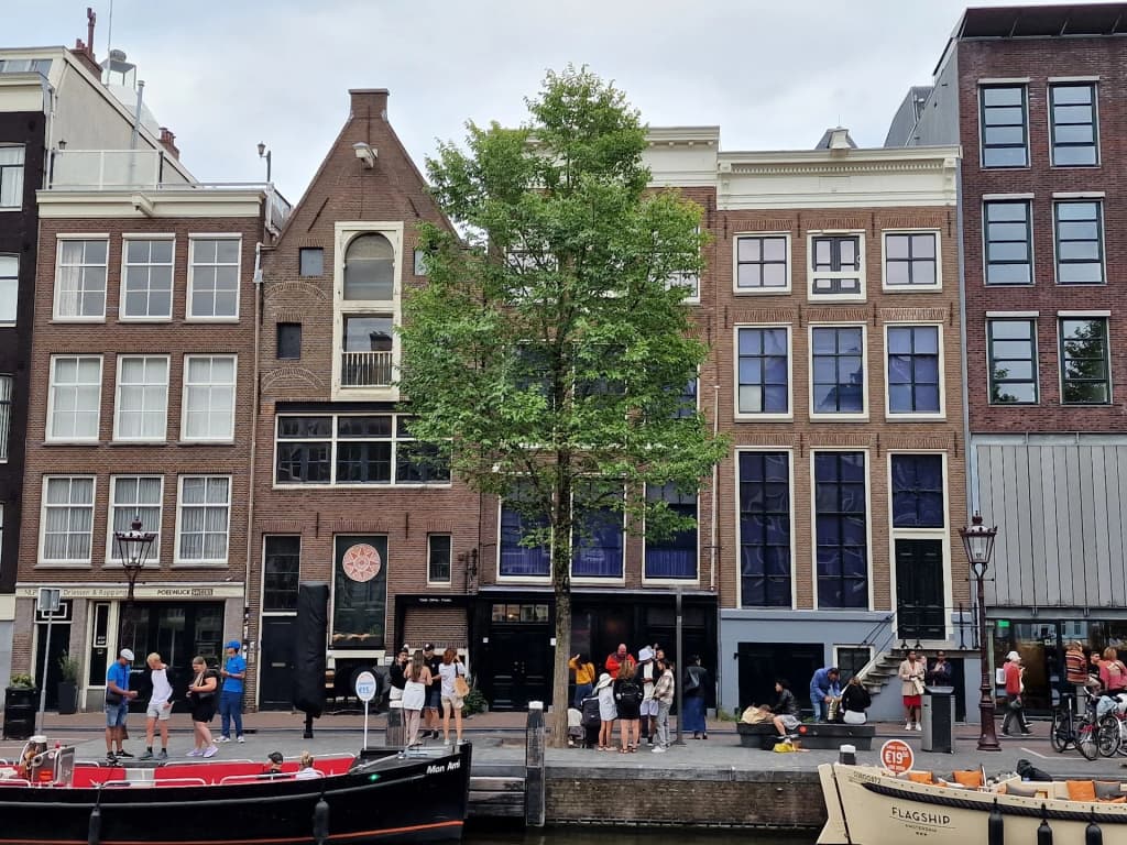 Anne Frank House Amsterdam - canal view at dusk