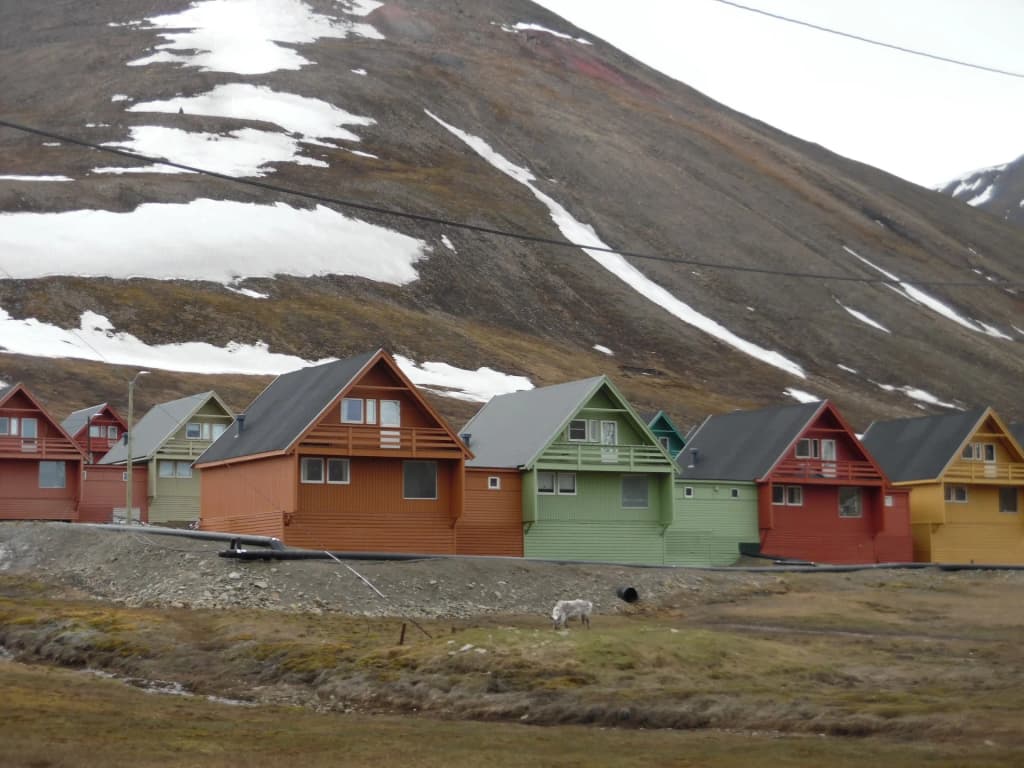 Svalbard Global Seed Vault entrance in the Arctic landscape