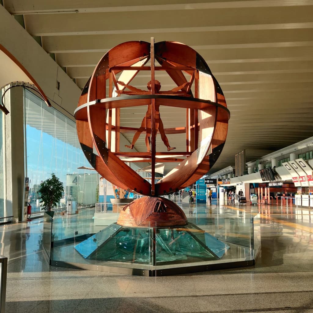 Early morning at Fiumicino Airport, travelers waiting
