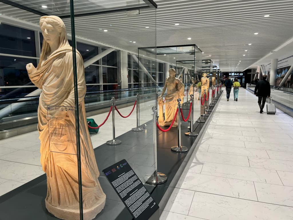 Fiumicino Airport departures, sunlight streaming in