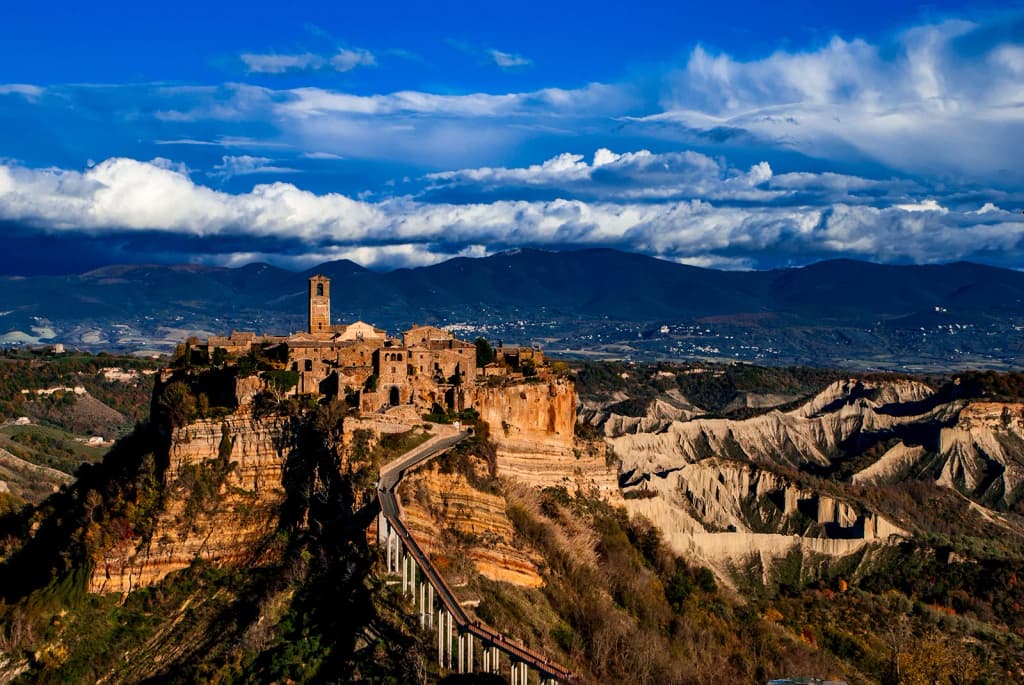 Civita di Bagnoregio perched on its cliff, Italy