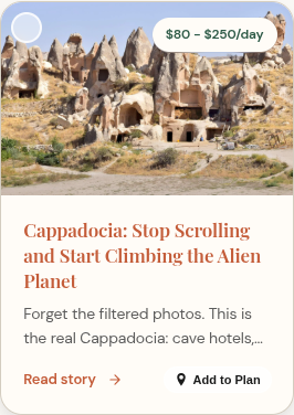 Step 2: Found a place you love? Hit the "Add to Plan" button on any post card. It instantly appears in your planner sidebar.